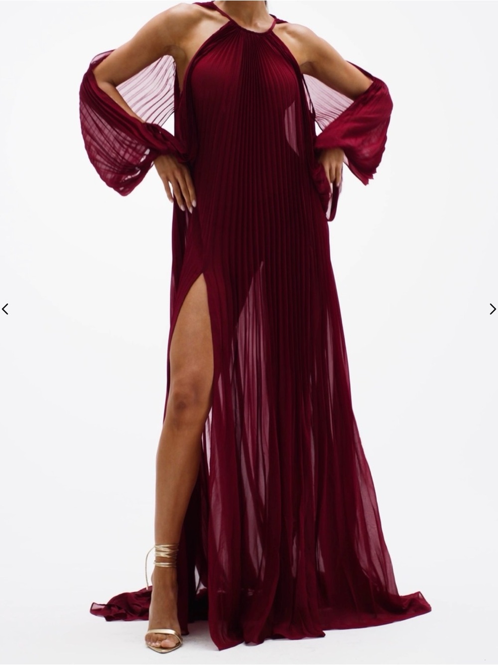 Naked Wardrobe Chiffon Pleated Gown